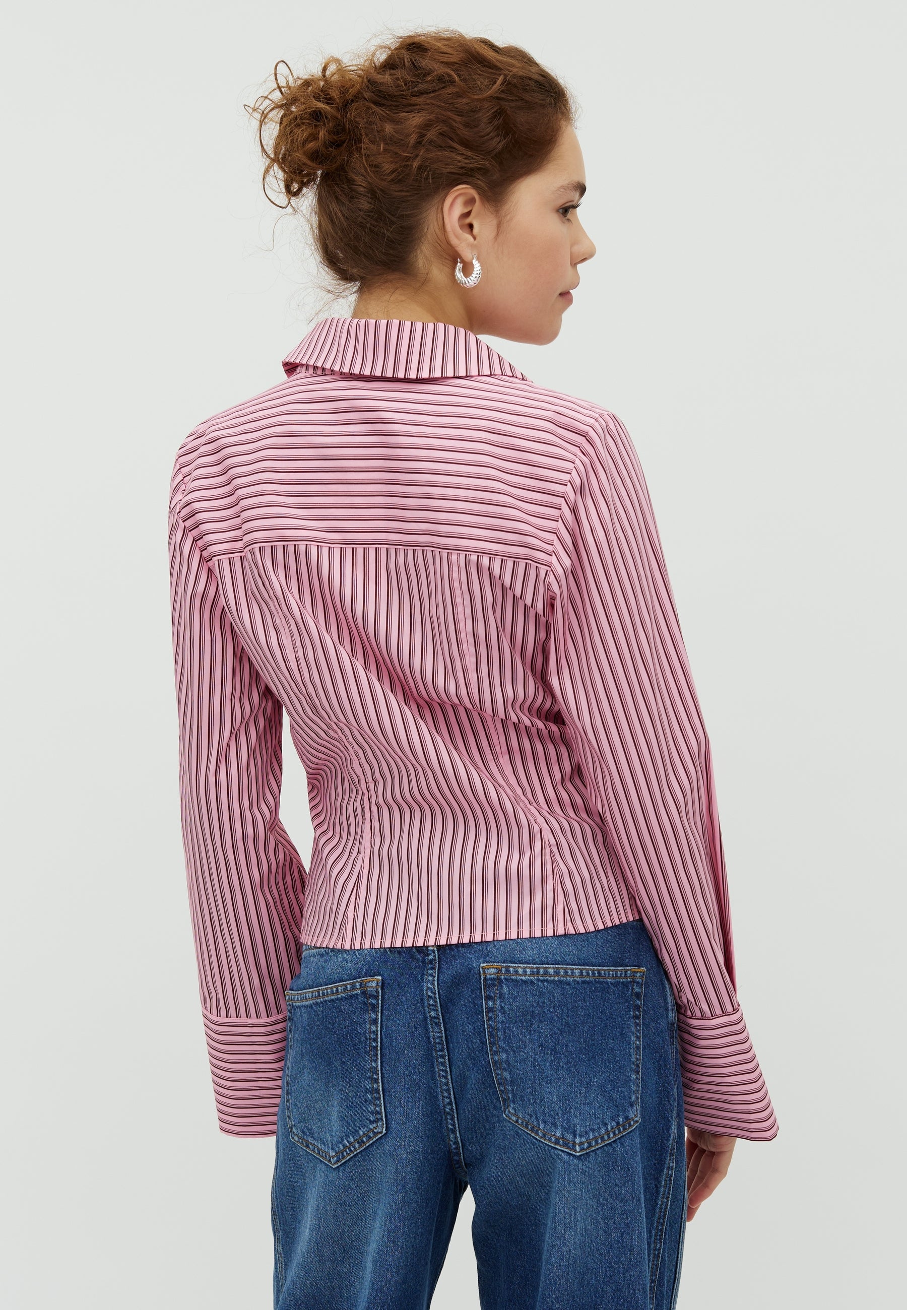 Gerri-M_Pink Bordeaux Stripe_Model_2